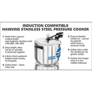 Hawkins Stainless Steel 10L Pressure Cooker HSS10 image 3