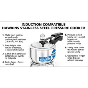 Hawkins Stainless Steel 1.5L Pressure Cooker HSS15 image 3