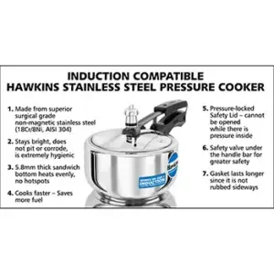 Hawkins Stainless Steel 2L Pressure Cooker HSS20 image 3