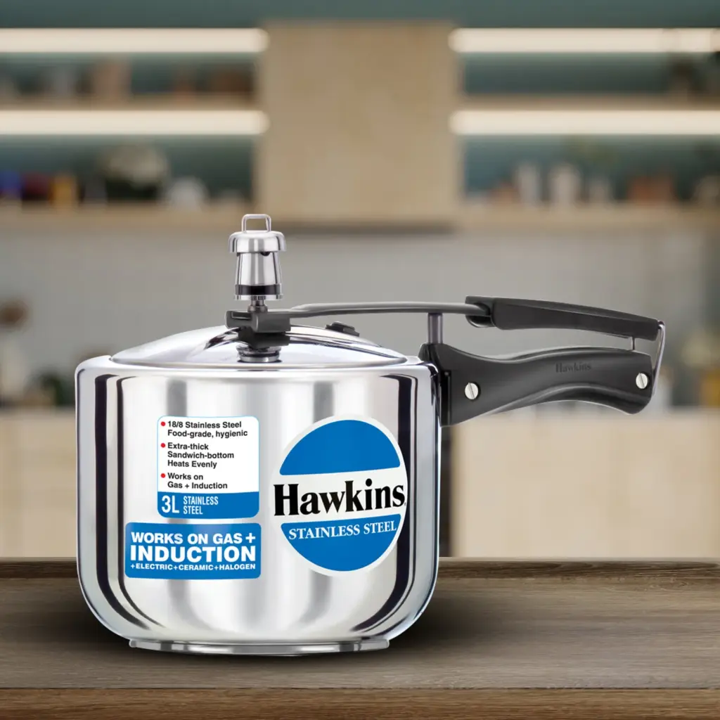 Hawkins Stainless Steel 3L Tall Pressure Cooker HSS3T — Bihari Di Hatti