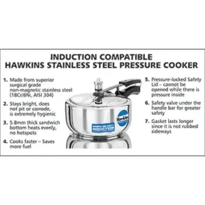 Hawkins Stainless Steel 3L Tall Pressure Cooker HSS3T image 3