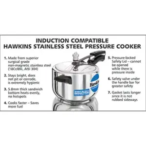 Hawkins Stainless Steel 4L Pressure Cooker HSS40 image 3