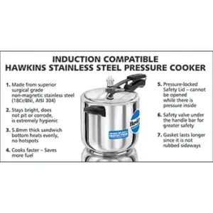 Hawkins Stainless Steel 6L Pressure Cooker HSS60 image 3