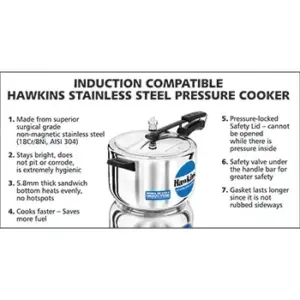 Hawkins Stainless Steel 8L Pressure Cooker HSS80 image 3