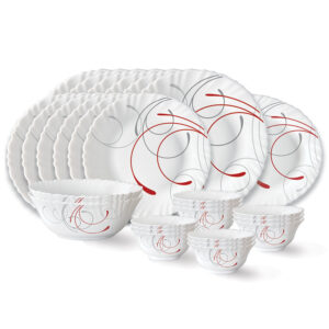 Larah by Borosil Opalware Dinner Set | Lightweight, Chip-Resistant, Microwave & Dishwasher Safe – Boro