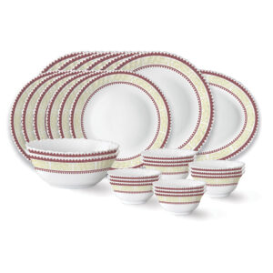 Larah by Borosil Opalware Dinner Set | Lightweight, Chip-Resistant, Microwave & Dishwasher Safe – Elega