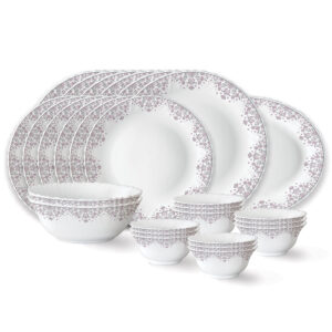 Larah by Borosil Opalware Dinner Set | Lightweight, Chip-Resistant, Microwave & Dishwasher Safe