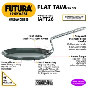 Induction Compatible Hard Anodised Flat Tava 30 cm (4.88 mm Thick) (IAFT26) image 2