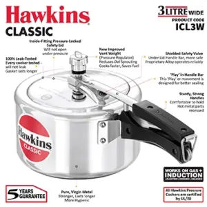 Hawkins Classic Induction 3L Wide Pressure Cooker ICL3W image 3