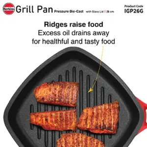 Induction Compatible Die Cast Grill Pan 26 cm with Glass Lid (IGP26G) image 3