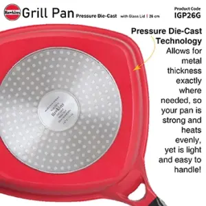 Induction Compatible Die Cast Grill Pan 26 cm with Glass Lid (IGP26G) image 5