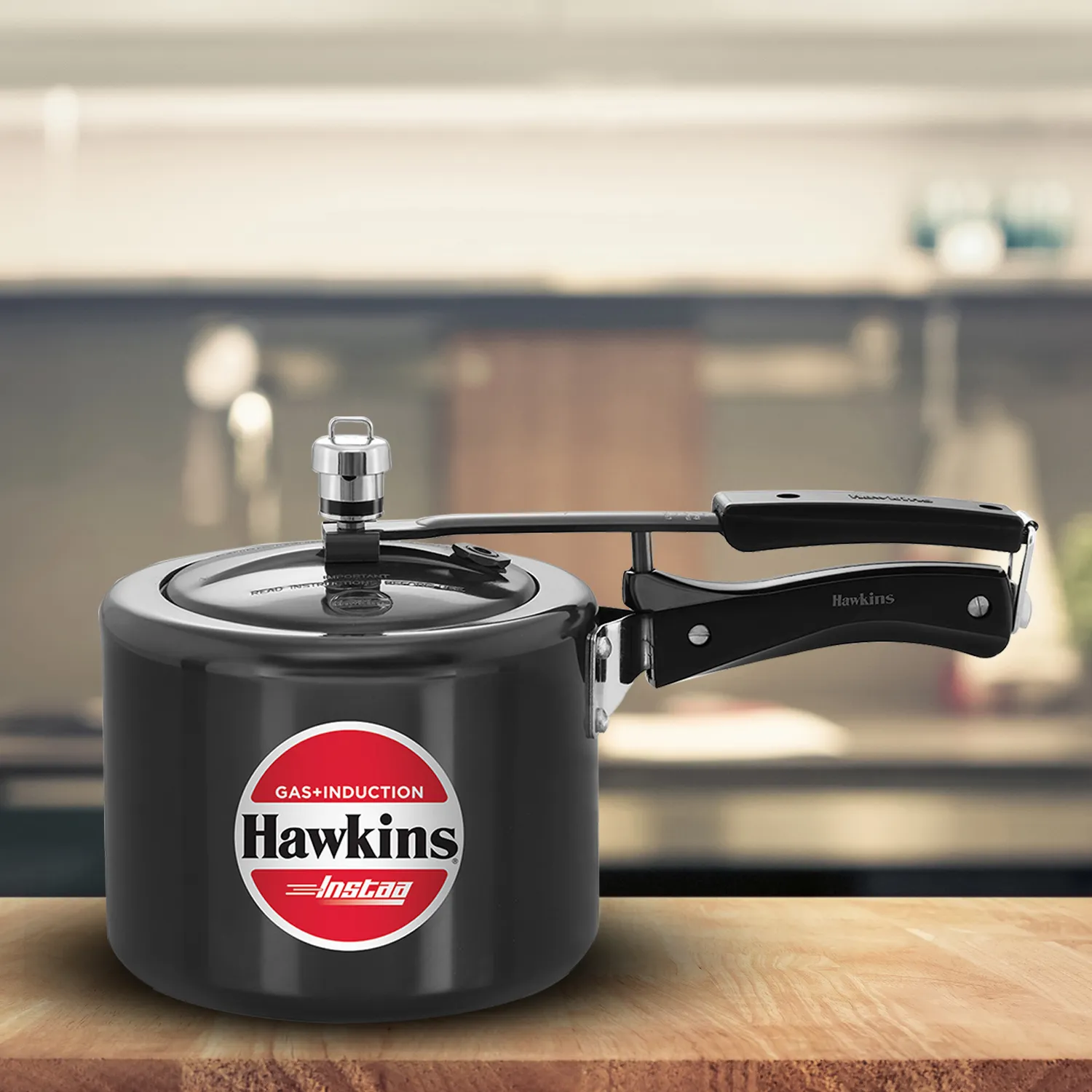 Hawkins Instaa Hard Anodised Pressure Cooker, 3 Litre (IIH3T) | Gas + Induction, Extra-Thick Base, Pressure-Lock Lid | 5-Year Guarantee
