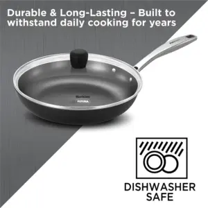 Induction Compatible Futura Ironman 22 cm Slim Cast Iron Frying Pan with Glass Lid (IMF22G) image 5