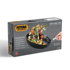 Induction Compatible Futura Ironman 22 cm Slim Cast Iron Frying Pan with Glass Lid (IMF22G) image 6