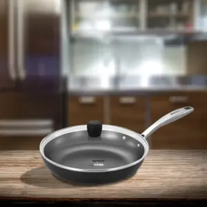 Induction Compatible Futura Ironman 26 cm Slim Cast Iron Frying Pan with Glass Lid (IMF26G) image 1