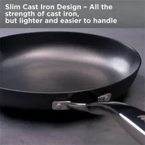 Induction Compatible Futura Ironman 26 cm Slim Cast Iron Frying Pan with Glass Lid (IMF26G) image 2