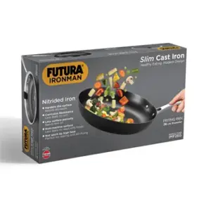 Induction Compatible Futura Ironman 26 cm Slim Cast Iron Frying Pan with Glass Lid (IMF26G) image 6