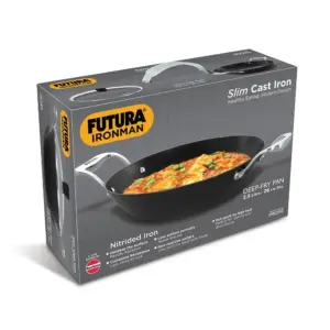 Induction Compatible Futura Ironman Slim Cast Iron Kadhai 2.5 Litre with Glass Lid (IMK25G) image 6