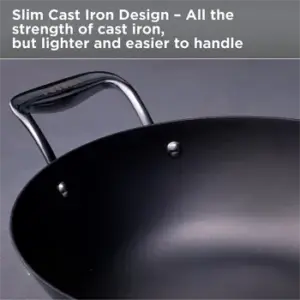 Induction Compatible Futura Ironman Slim Cast Iron Kadhai 4 Litre with Glass Lid (IMK40G) image 2