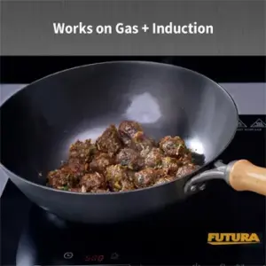 Induction Compatible Futura Ironman Slim Cast Iron Kadhai 4.75 Litre Stir-Fry Wok (IMW475) image 5
