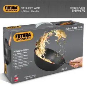 Induction Compatible Futura Ironman Slim Cast Iron Kadhai 4.75 Litre Stir-Fry Wok (IMW475) image 6