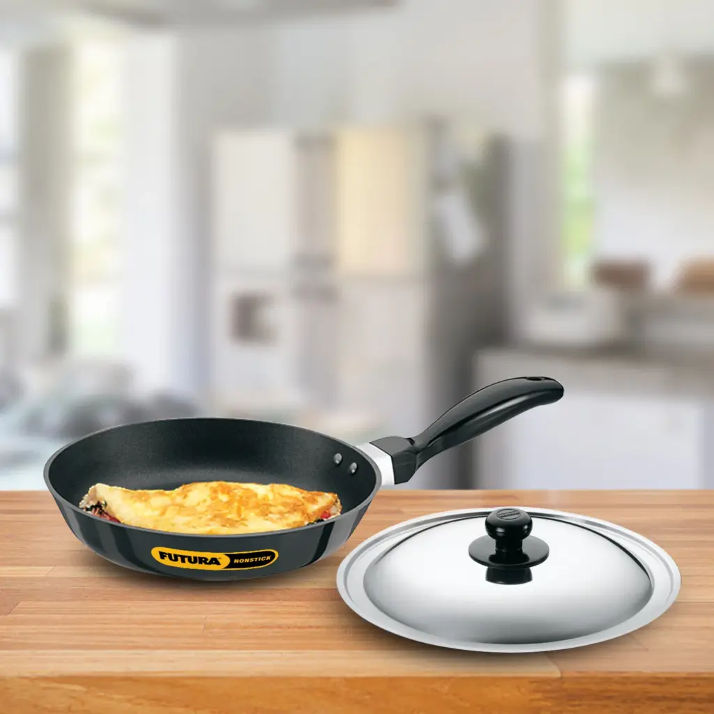 Induction Compatible Nonstick Frying Pan 20 cm with Stainless Steel Lid (3.25 mm Thick) (INF20S) — Bihari Di Hatti