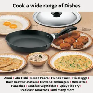 Induction Compatible Nonstick Frying Pan 24 cm with Stainless Steel Lid (3.25 mm Thick) (INF24S) image 5