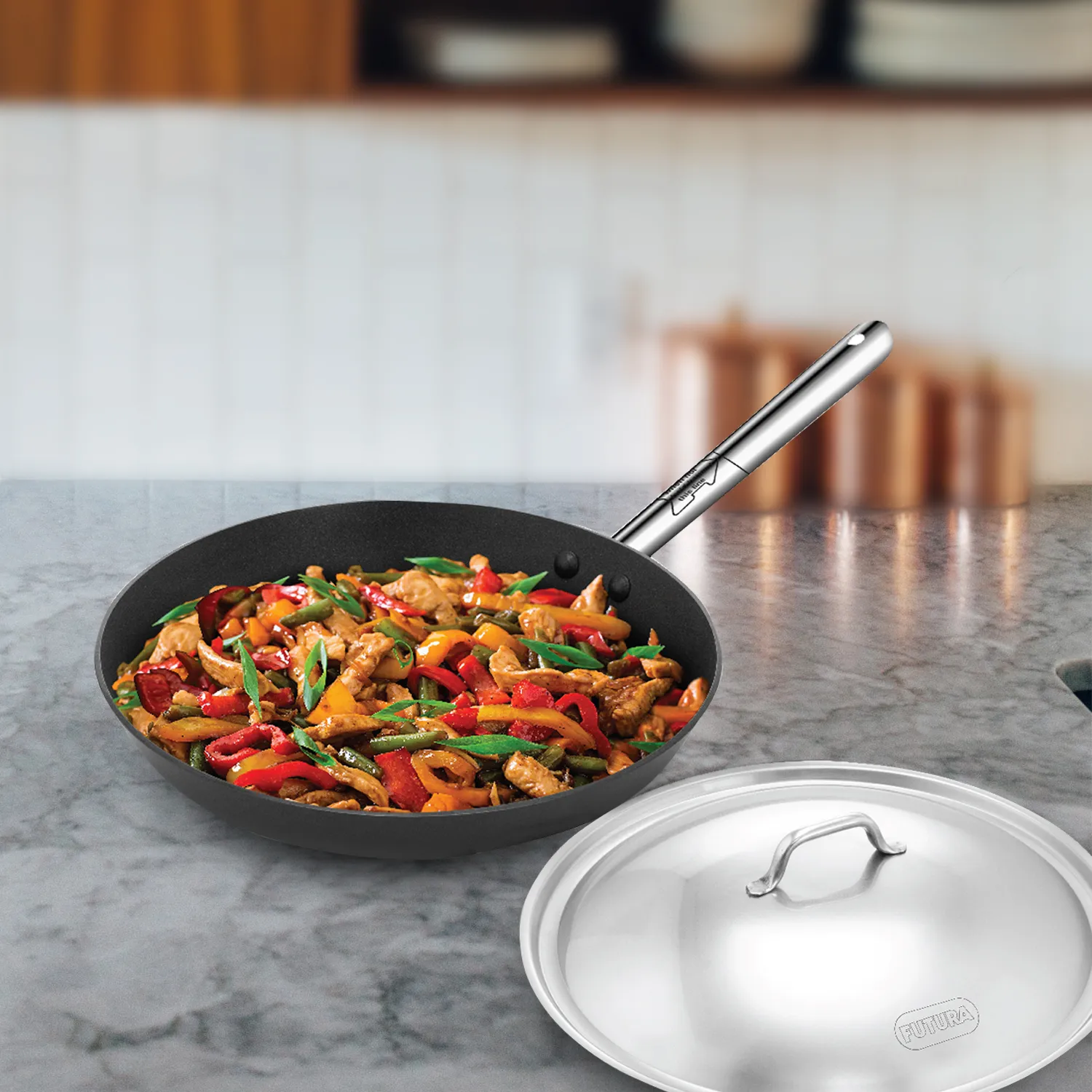 Induction Compatible Nonstick Frying Pan 29 cm with Stainless Steel Lid (INFS29S)