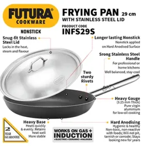 Induction Compatible Nonstick Frying Pan 29 cm with Stainless Steel Lid (INFS29S) image 2