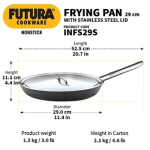 Induction Compatible Nonstick Frying Pan 29 cm with Stainless Steel Lid (INFS29S) image 3