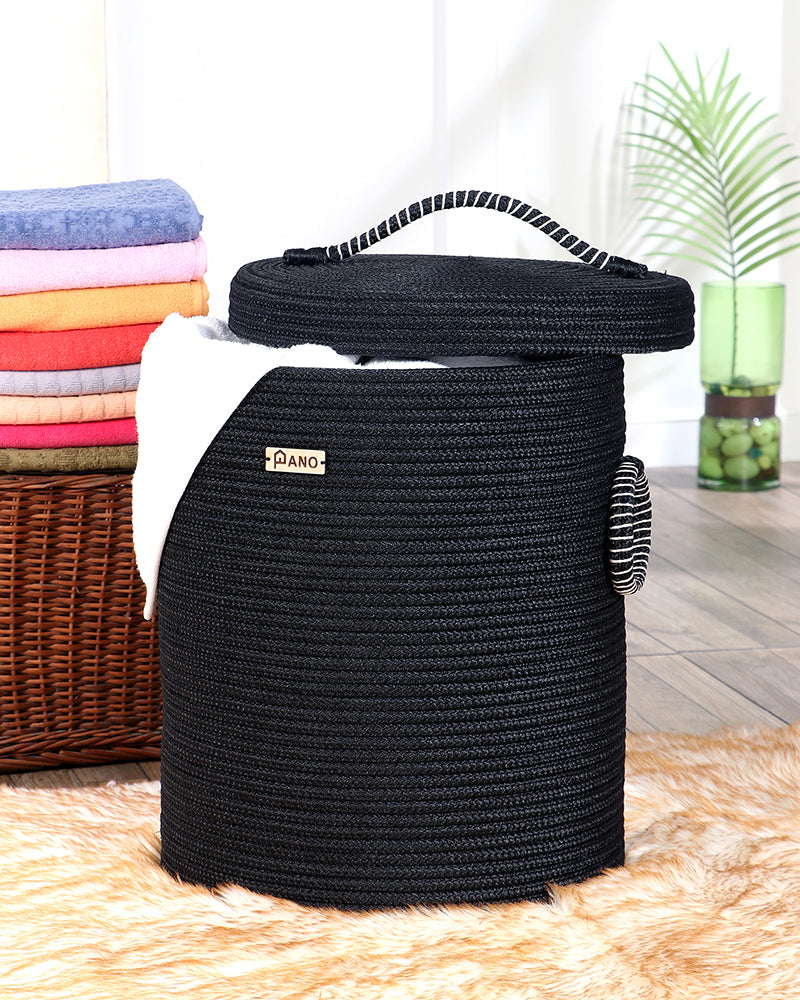Pano Solid Multi-Purpose Laundry Basket with Lid, 15×15×18 in | Foldable Storage Hamper