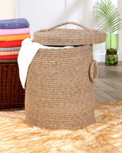 Pano Tri-Colour Multi-Purpose Laundry Basket with Lid, 15×15×18 in | Foldable Storage Hamper