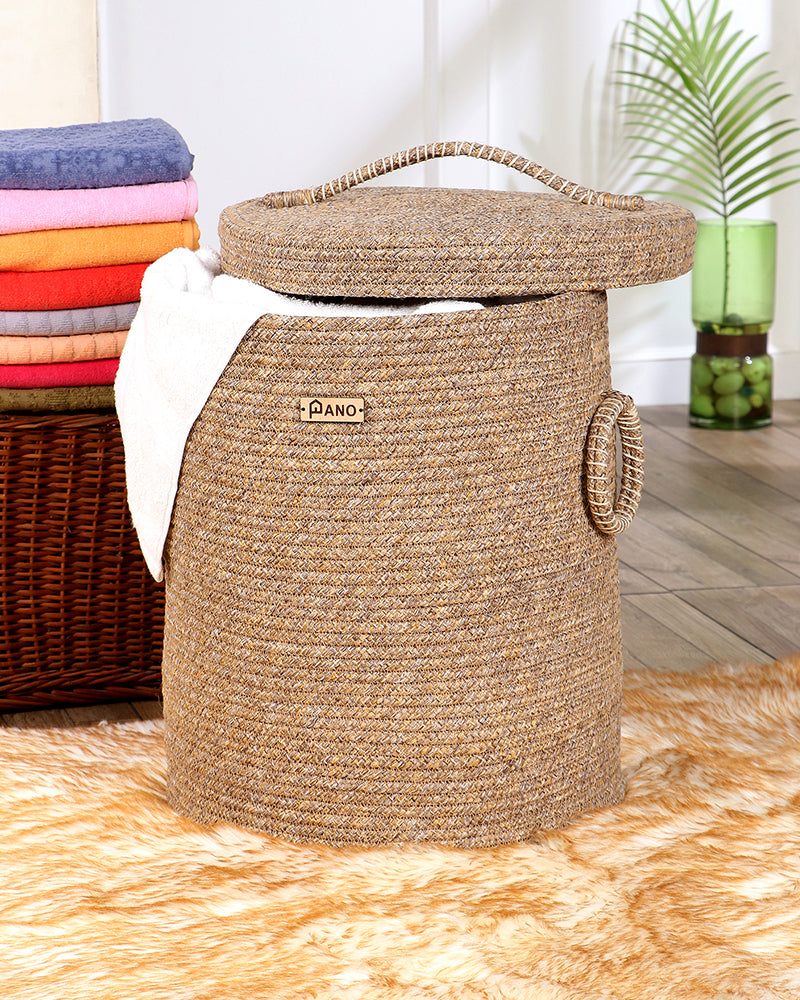 Pano Tri-Colour Multi-Purpose Laundry Basket with Lid, 15×15×18 in | Foldable Storage Hamper