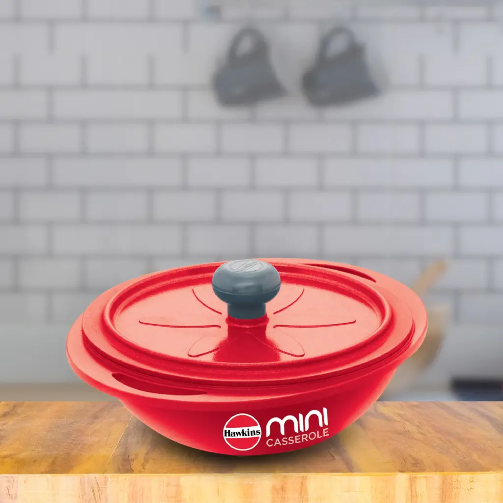 Die Cast Red Round Mini Casserole 0.75 Litre with Lid (MCRR75) — Bihari Di Hatti