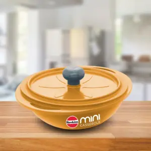 Die Cast Yellow Round Mini Casserole 0.75 Litre with Lid (MCRY75) image 1