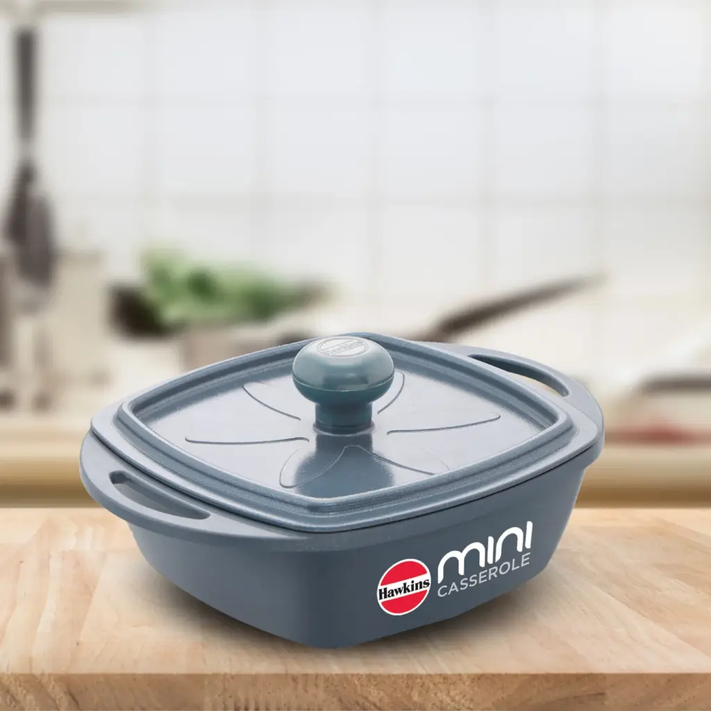 Die Cast Grey Square Mini Casserole 0.75 Litre with Lid (MCSG75) — Bihari Di Hatti
