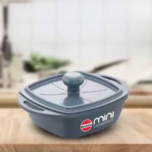 Die Cast Grey Square Mini Casserole 0.75 Litre with Lid (MCSG75) image 1