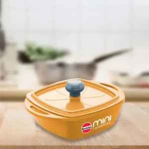 Die Cast Yellow Square Mini Casserole 0.75 Litre with Lid (MCSY75) image 1