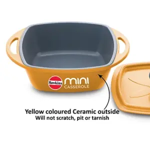 Die Cast Yellow Square Mini Casserole 0.75 Litre with Lid (MCSY75) image 6
