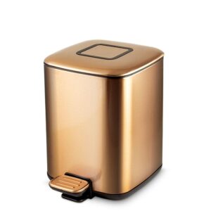 Miya Premium Stainless Steel Pedal Dustbin, 9 & 12 Litres | Fingerprint-Resistant Step Bin with Soft-Close Lid - 12 Litres, Copper