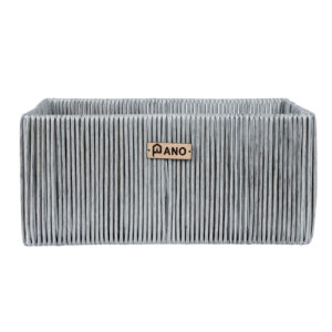 Pano Madisson Wicker Storage Basket | Multipurpose Home & Shelf Organiser (3 Sizes) - Silver, 43 × 30.5 × 20 cm