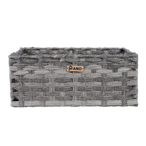 Pano Hudson Wicker Storage Basket | Multipurpose Home & Shelf Organiser (3 Sizes) - Iron Grey, 39 × 26 × 15 cm