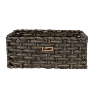 Pano Hudson Wicker Storage Basket | Multipurpose Home & Shelf Organiser (3 Sizes) - Wood Brown, 43 × 30 × 17 cm
