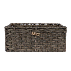 Pano Hudson Wicker Storage Basket | Multipurpose Home & Shelf Organiser (3 Sizes) - Wood Brown, 39 × 26 × 15 cm
