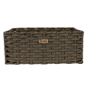 Pano Hudson Wicker Storage Basket | Multipurpose Home & Shelf Organiser (3 Sizes) - Wood Brown, 35 × 22 × 13 cm