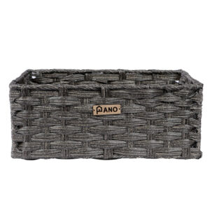 Pano Hudson Wicker Storage Basket | Multipurpose Home & Shelf Organiser (3 Sizes) - Mud Brown, 43 × 30 × 17 cm