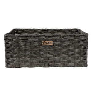 Pano Hudson Wicker Storage Basket | Multipurpose Home & Shelf Organiser (3 Sizes) - Mud Brown, 39 × 26 × 15 cm