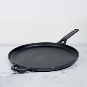 Meyer Pre-Seasoned Cast Iron Flat Dosa Tawa | 24 & 28 cm | Naturally Non-Stick, Induction & Gas Compatible – 28 cm