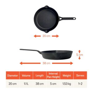 Meyer Pre-Seasoned Cast Iron Frypan / Skillet, Single Handle | 20–26 cm | Naturally Non-Stick, Induction & Gas image 7