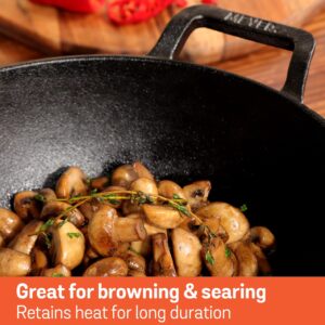 Meyer Pre-Seasoned Cast Iron Deep Kadai / Wok with Glass Lid | 20 & 24 cm | Naturally Non-Stick, Induction & Gas image 3